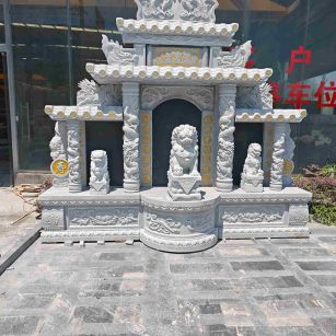 昌都芝麻白中国黑石材套墓 花岗岩墓碑
