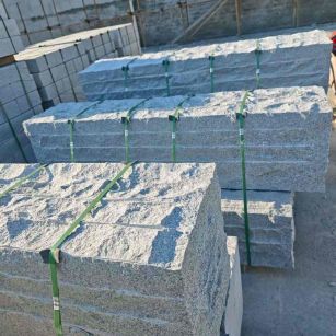 昌都芝麻白自然面整石 坐凳